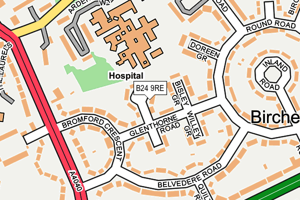 B24 9RE map - OS OpenMap – Local (Ordnance Survey)