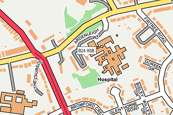 B24 9SB map - OS OpenMap – Local (Ordnance Survey)