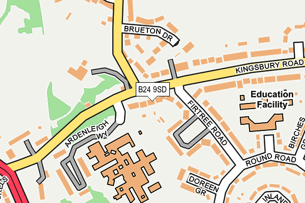B24 9SD map - OS OpenMap – Local (Ordnance Survey)