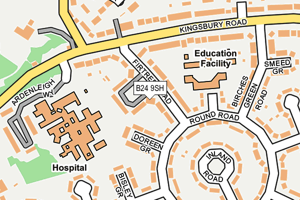 B24 9SH map - OS OpenMap – Local (Ordnance Survey)