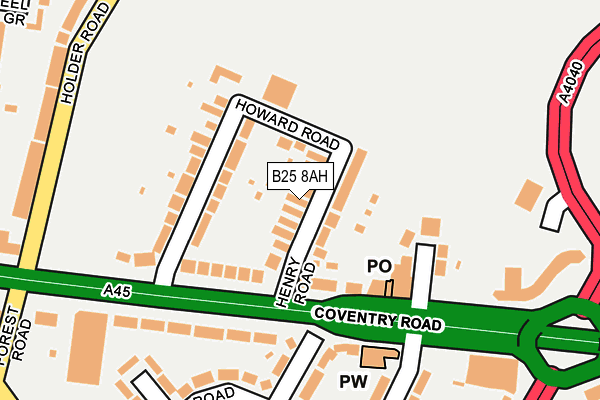 B25 8AH map - OS OpenMap – Local (Ordnance Survey)