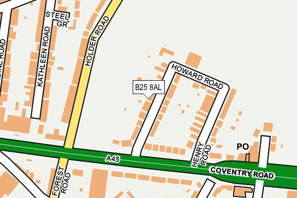 B25 8AL map - OS OpenMap – Local (Ordnance Survey)