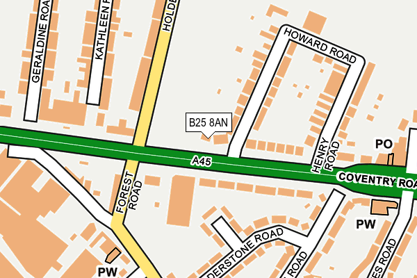 B25 8AN map - OS OpenMap – Local (Ordnance Survey)