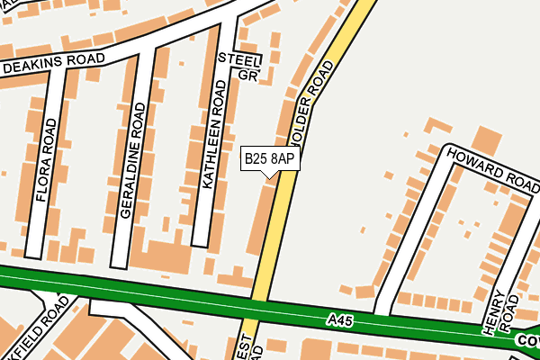 B25 8AP map - OS OpenMap – Local (Ordnance Survey)