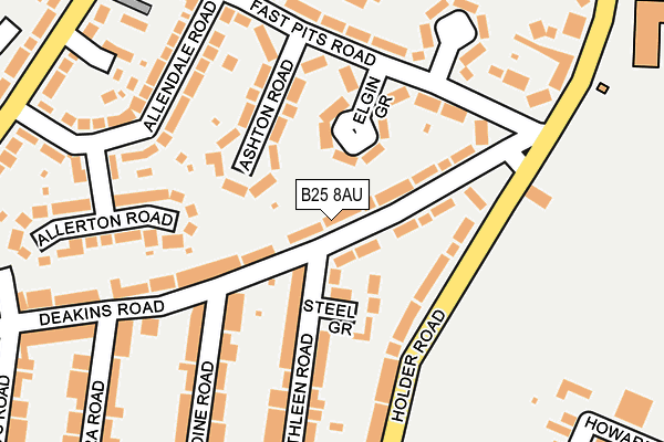 B25 8AU map - OS OpenMap – Local (Ordnance Survey)
