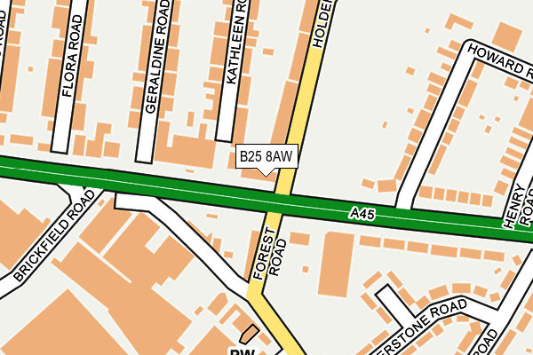 B25 8AW map - OS OpenMap – Local (Ordnance Survey)
