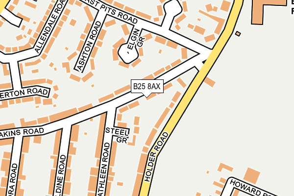 B25 8AX map - OS OpenMap – Local (Ordnance Survey)