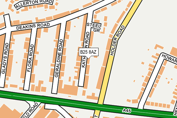 B25 8AZ map - OS OpenMap – Local (Ordnance Survey)