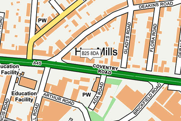 B25 8DA map - OS OpenMap – Local (Ordnance Survey)