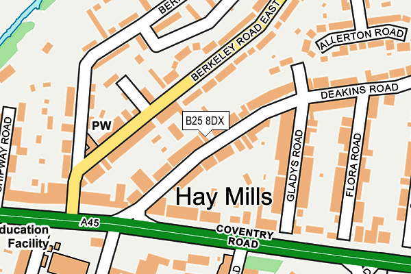 B25 8DX map - OS OpenMap – Local (Ordnance Survey)