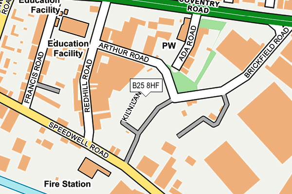 B25 8HF map - OS OpenMap – Local (Ordnance Survey)