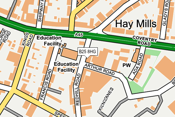 B25 8HG map - OS OpenMap – Local (Ordnance Survey)