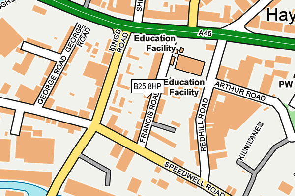 B25 8HP map - OS OpenMap – Local (Ordnance Survey)