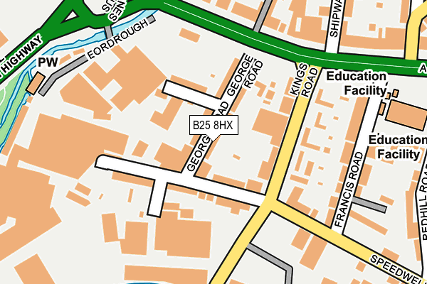 B25 8HX map - OS OpenMap – Local (Ordnance Survey)
