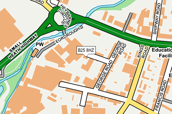 B25 8HZ map - OS OpenMap – Local (Ordnance Survey)