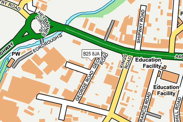 B25 8JA map - OS OpenMap – Local (Ordnance Survey)