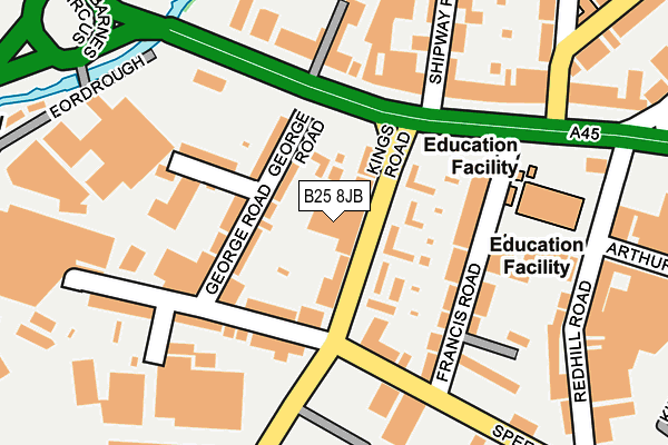 B25 8JB map - OS OpenMap – Local (Ordnance Survey)