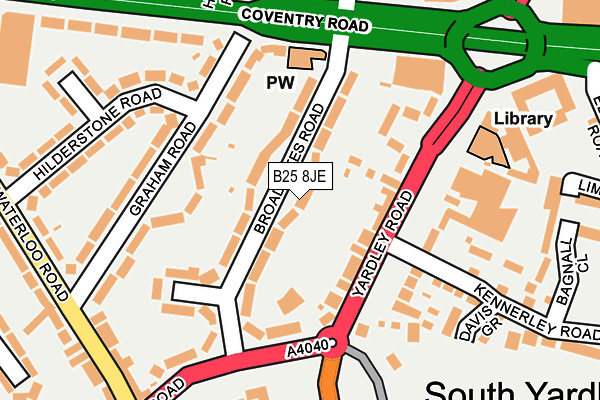 B25 8JE map - OS OpenMap – Local (Ordnance Survey)