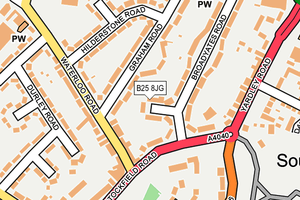 B25 8JG map - OS OpenMap – Local (Ordnance Survey)