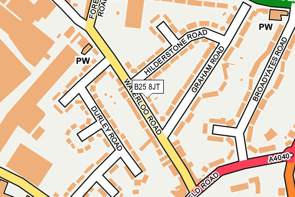 B25 8JT map - OS OpenMap – Local (Ordnance Survey)