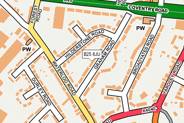 B25 8JU map - OS OpenMap – Local (Ordnance Survey)