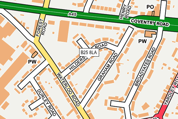 B25 8LA map - OS OpenMap – Local (Ordnance Survey)