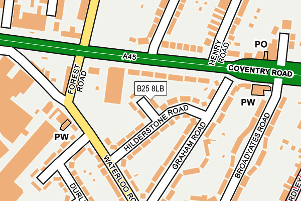 B25 8LB map - OS OpenMap – Local (Ordnance Survey)
