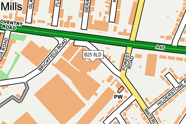 B25 8LD map - OS OpenMap – Local (Ordnance Survey)