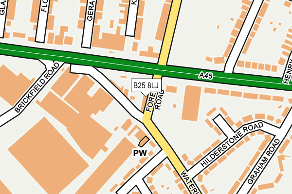 B25 8LJ map - OS OpenMap – Local (Ordnance Survey)