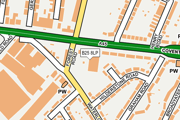 B25 8LP map - OS OpenMap – Local (Ordnance Survey)