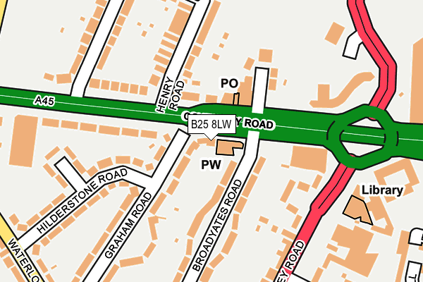 B25 8LW map - OS OpenMap – Local (Ordnance Survey)
