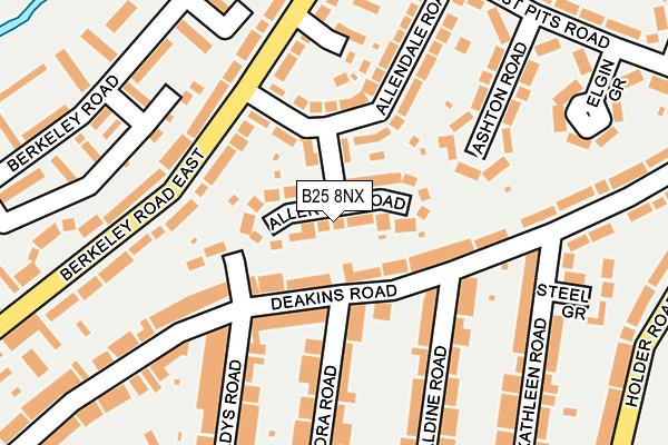 B25 8NX map - OS OpenMap – Local (Ordnance Survey)