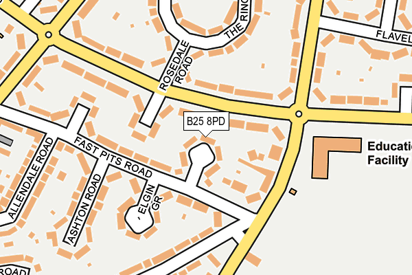 B25 8PD map - OS OpenMap – Local (Ordnance Survey)