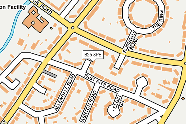 B25 8PE map - OS OpenMap – Local (Ordnance Survey)