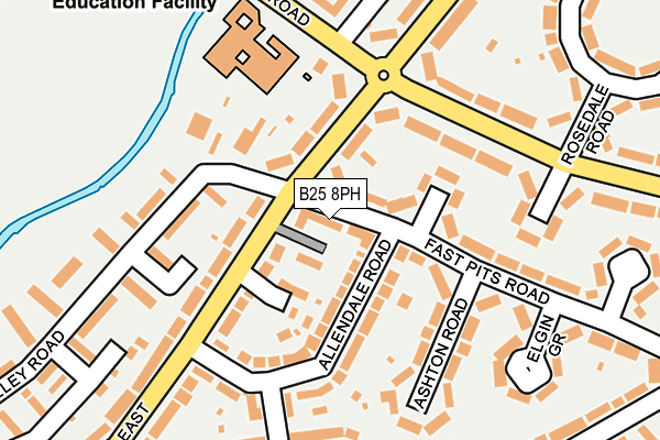 B25 8PH map - OS OpenMap – Local (Ordnance Survey)