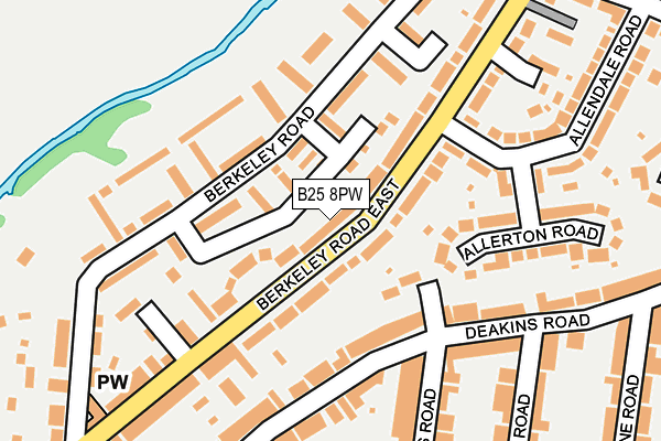 B25 8PW map - OS OpenMap – Local (Ordnance Survey)