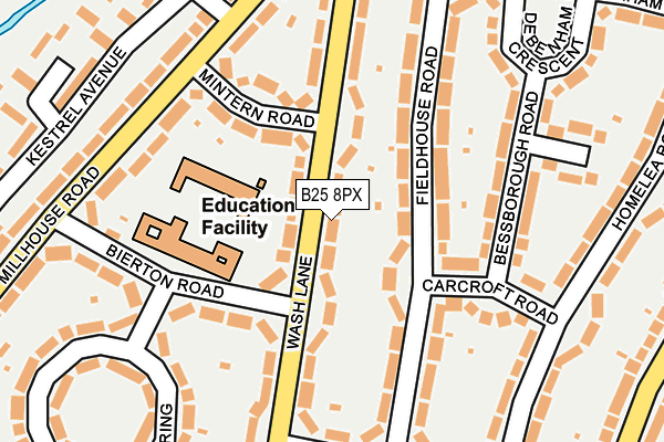 B25 8PX map - OS OpenMap – Local (Ordnance Survey)