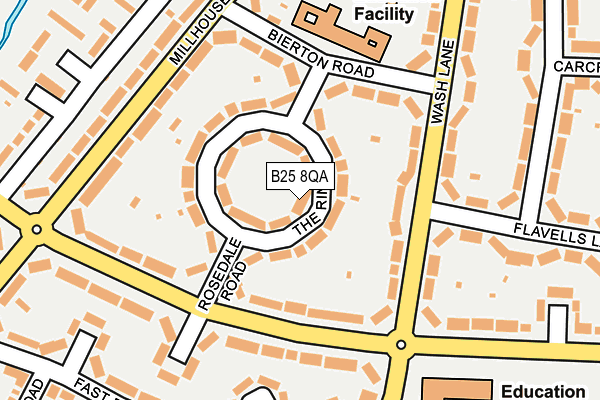 B25 8QA map - OS OpenMap – Local (Ordnance Survey)