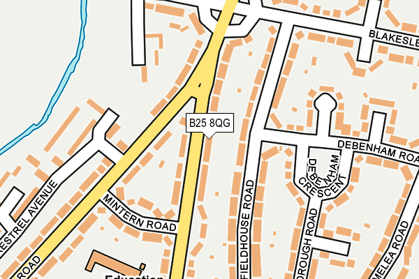 B25 8QG map - OS OpenMap – Local (Ordnance Survey)