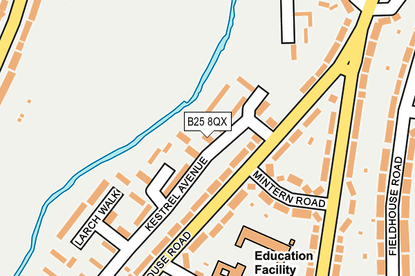 B25 8QX map - OS OpenMap – Local (Ordnance Survey)