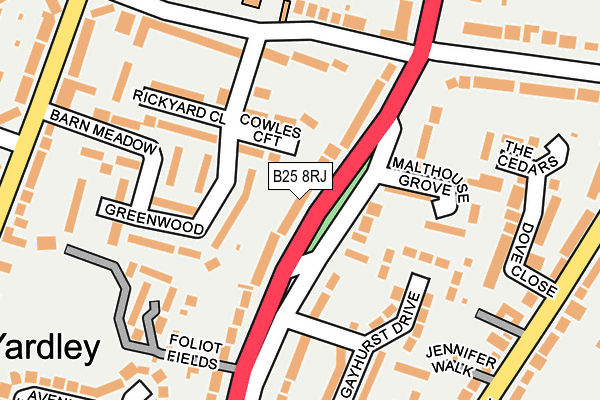 B25 8RJ map - OS OpenMap – Local (Ordnance Survey)