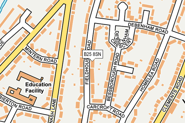 B25 8SN map - OS OpenMap – Local (Ordnance Survey)