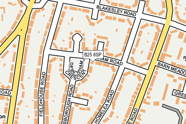 B25 8SP map - OS OpenMap – Local (Ordnance Survey)