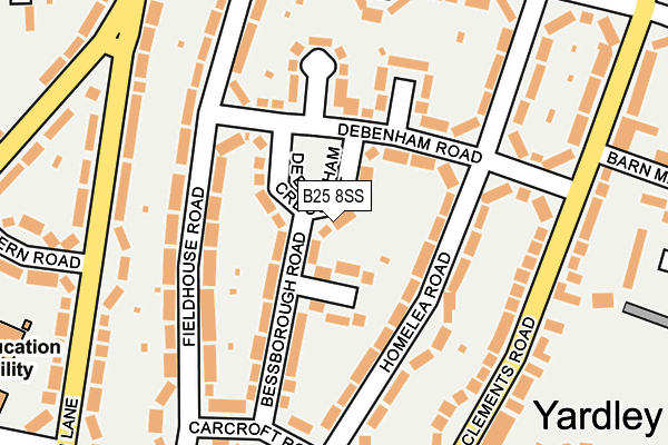 B25 8SS map - OS OpenMap – Local (Ordnance Survey)