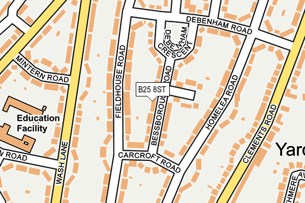 B25 8ST map - OS OpenMap – Local (Ordnance Survey)