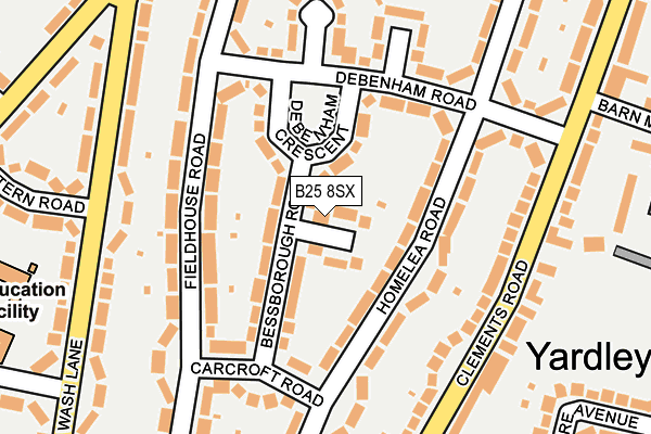 B25 8SX map - OS OpenMap – Local (Ordnance Survey)