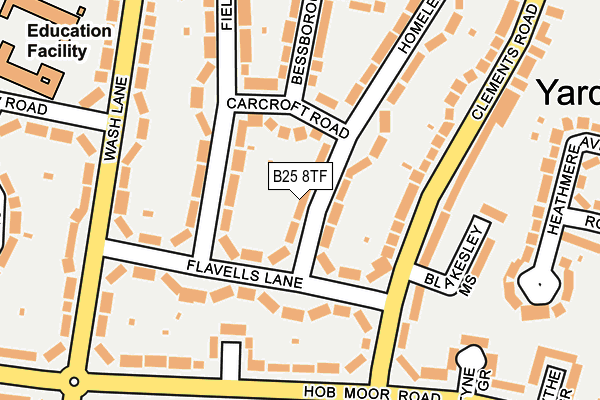 B25 8TF map - OS OpenMap – Local (Ordnance Survey)