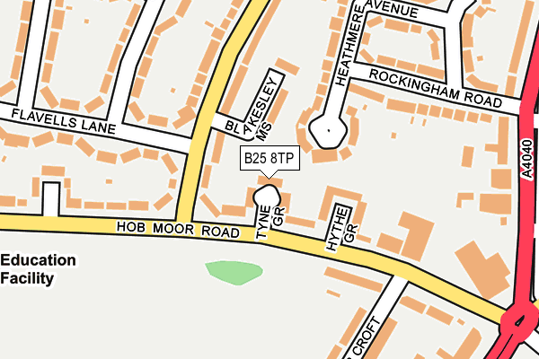 B25 8TP map - OS OpenMap – Local (Ordnance Survey)