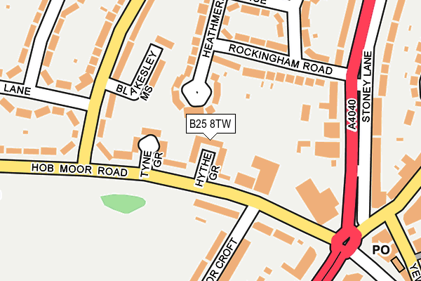 B25 8TW map - OS OpenMap – Local (Ordnance Survey)