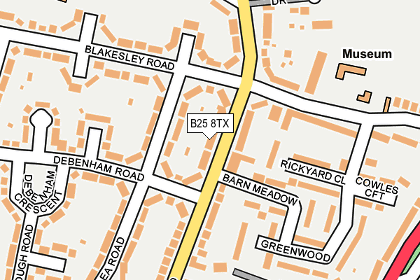 B25 8TX map - OS OpenMap – Local (Ordnance Survey)